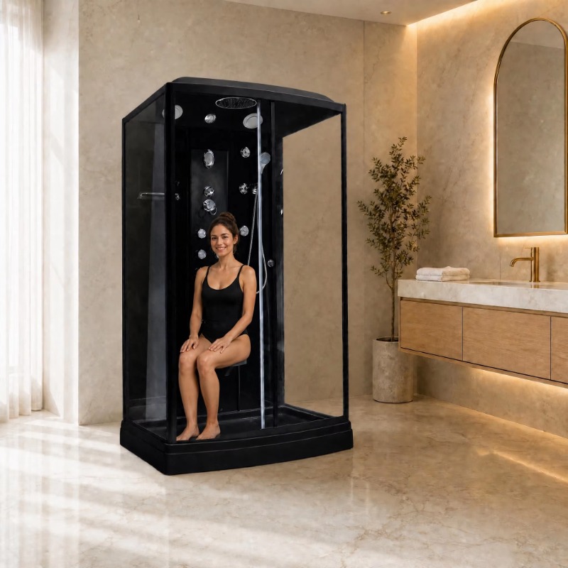 Massage - Luksusowa kabina prysznicowa z czarną ramą,