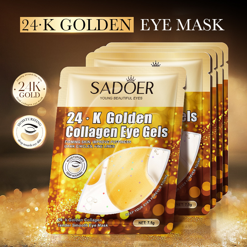 Collagen Under Eye Patches - SADOER 24K Złota Maska Kolagenowa z