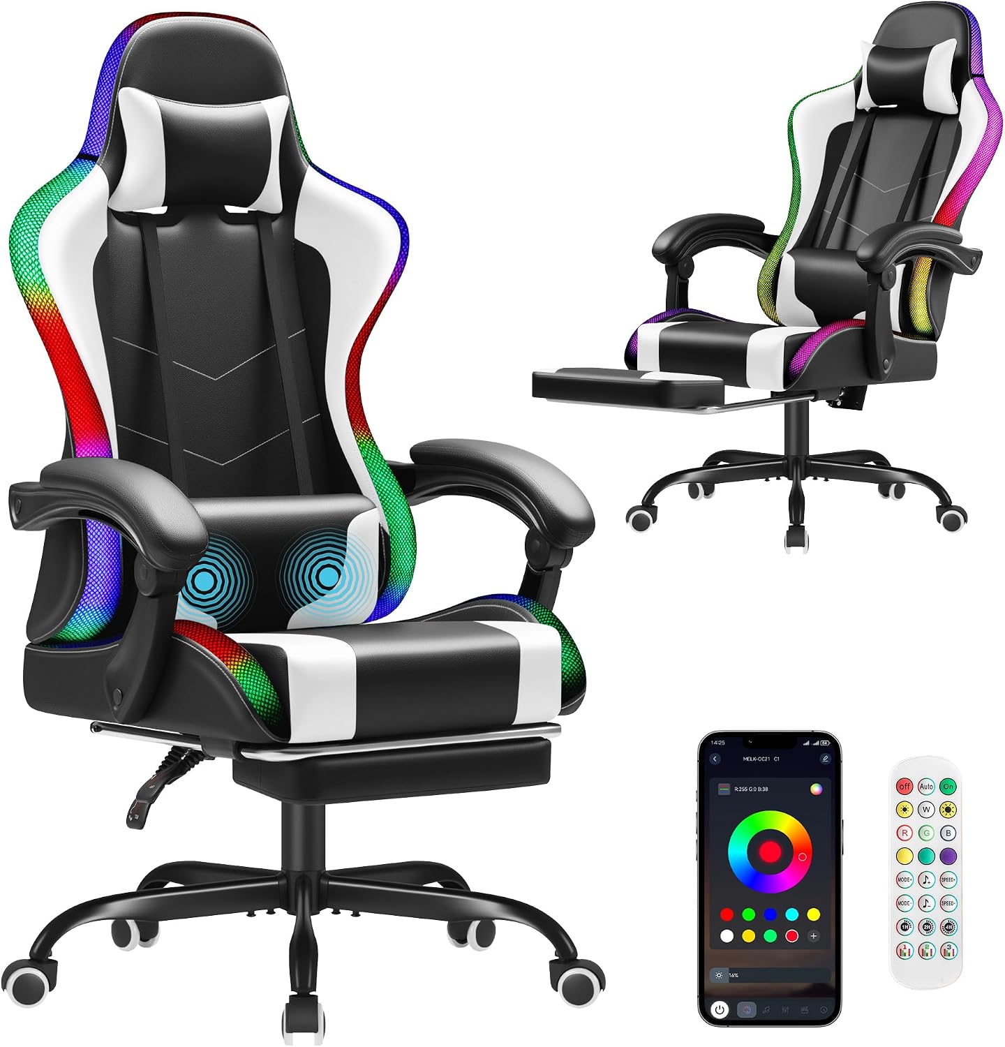 Massage - Krzesło gamingowe Homall, ergonomiczne krzesło do