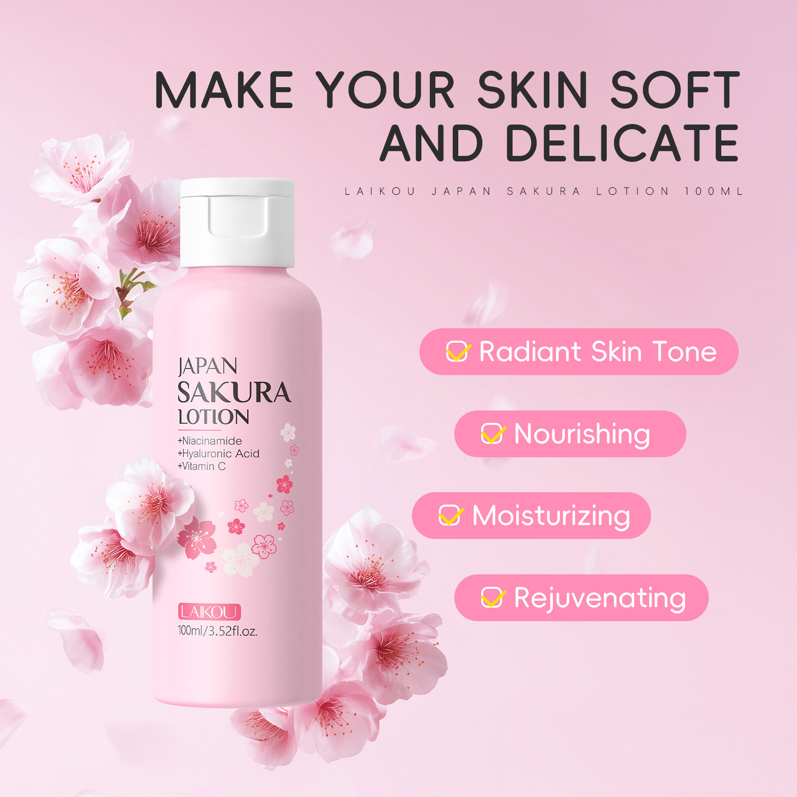 LAIKOU Sakura Lotion 100ml Nia – Niacinamide Pore Shrinking Essence recenzja i cena