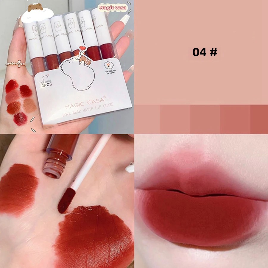 6pcs/Set Love Bear Velvet Matt – Matte Velvet Lip Tint Long Lasting recenzja i cena